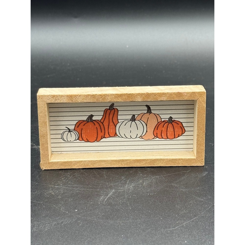 Horizon Group USA Mini Wood Sign Fall Autumn Pumpkins Tiered Tray Decor